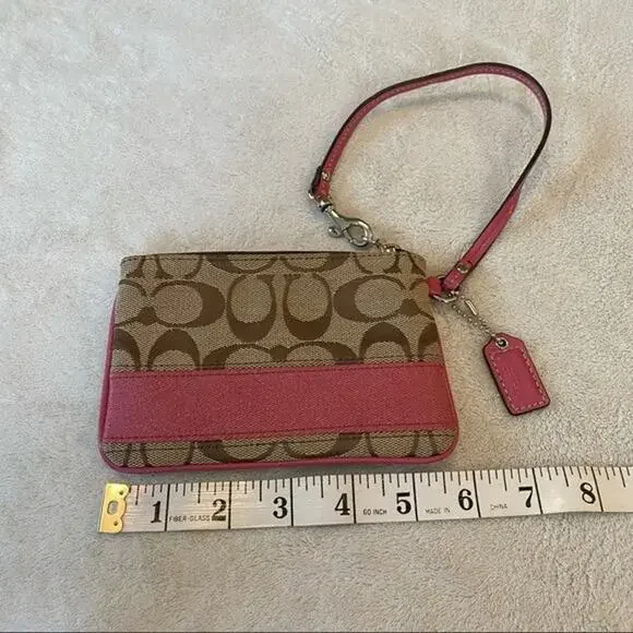 Y2K Vintage Coach Monogram Wristlet in Tan and Red